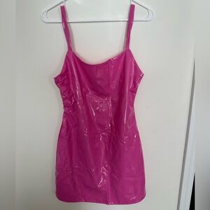 Vinyl pink mini dress